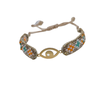 Gold plaque with Miyuki bracelet, Golden eye protection design, Code LUX110
